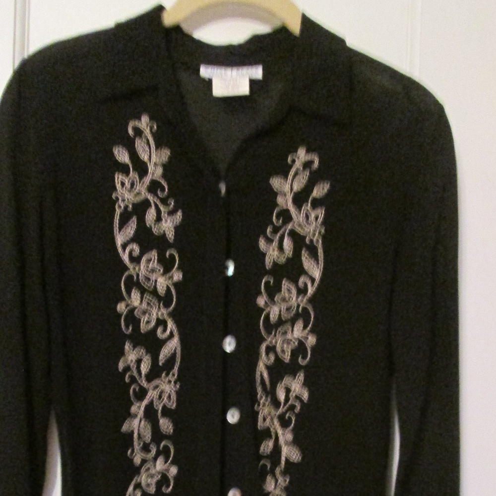 Black embroidery embellished blouse
